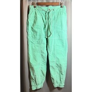 Free People Angelo Pull On Green Corduroy Joggers Snap Ankle Cuffs Women's Sz XS